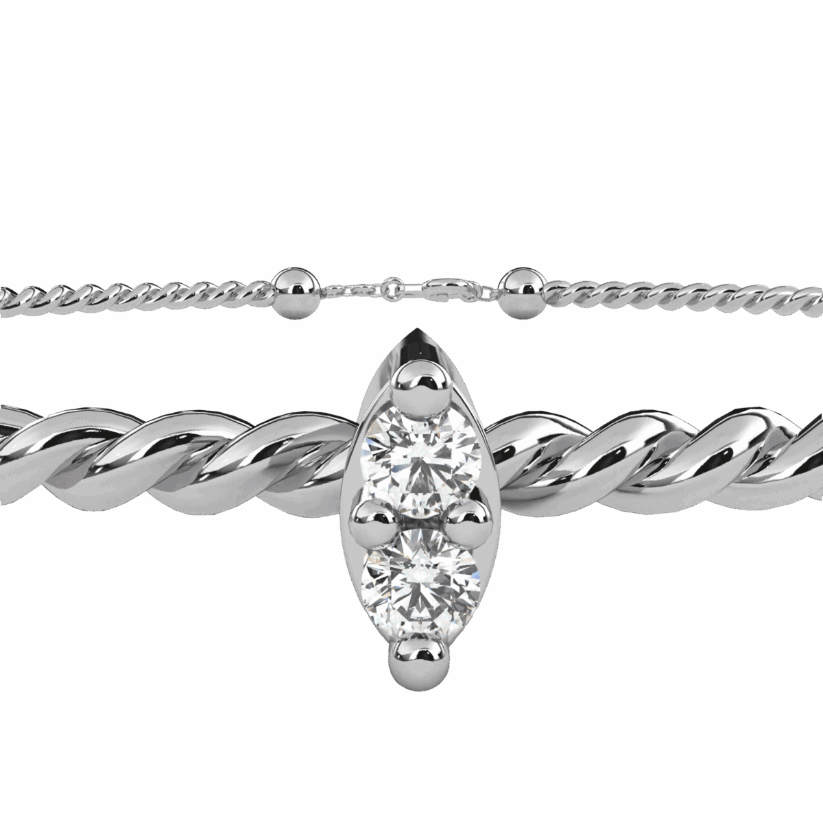 0.01 Carat Marquise Line Diamond Chain Bracelet  Image 2