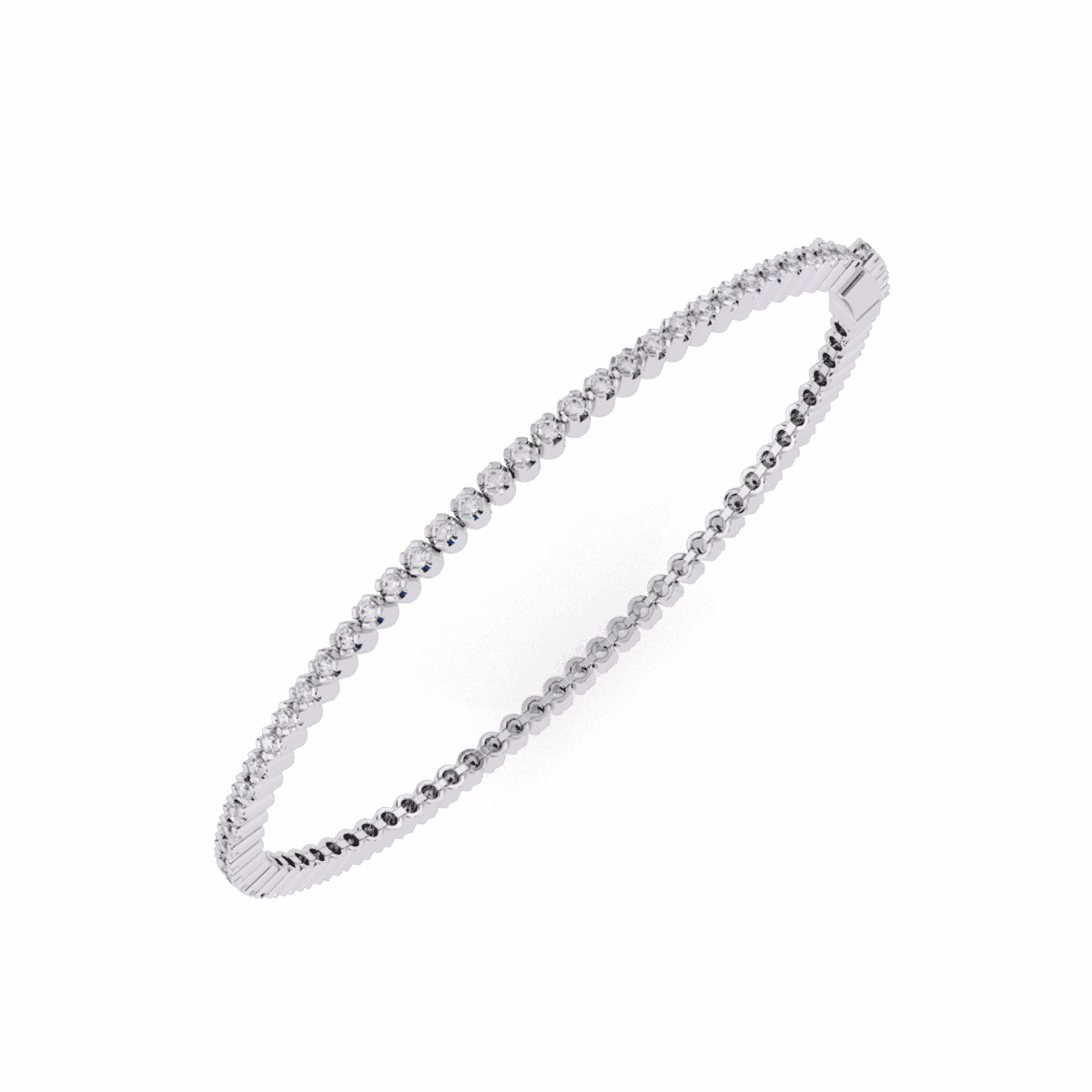 1 Carat Half Bezel Round Diamond Tennis Bracelet  Image 3