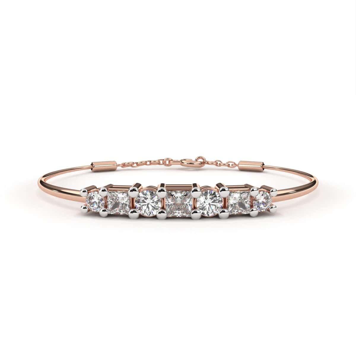 0.4 Carat Princess and Round Diamond Chain Bracelet  Image 7