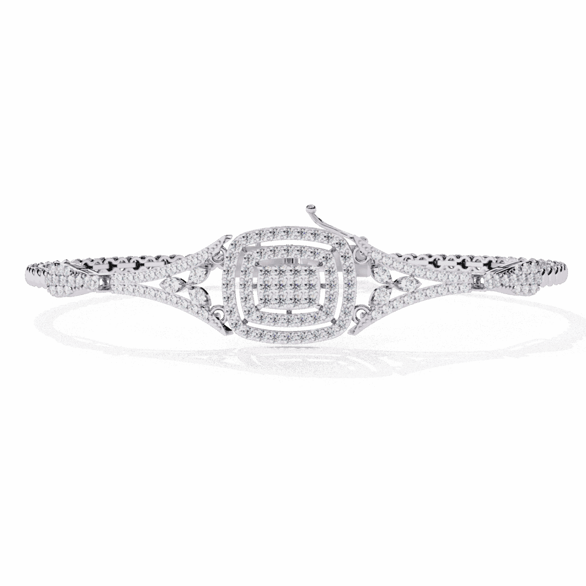 BR14028P11 1 Carat Baguette Cluster Diamond Bracelet Image 1