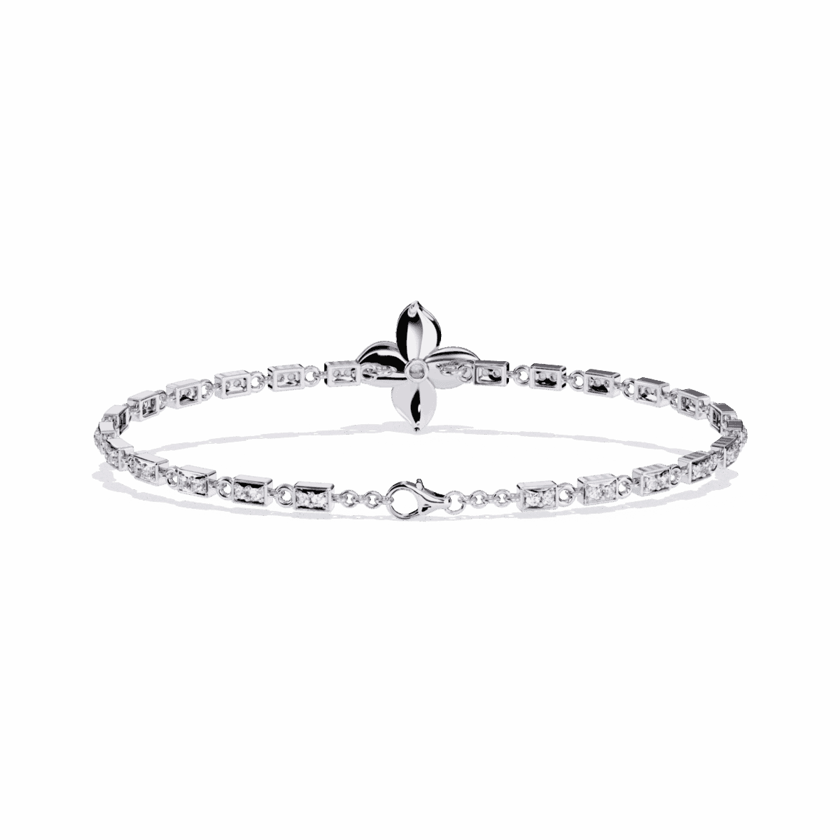 0.4 Carat Flower Round Diamond Tennis Bracelet  Image 5