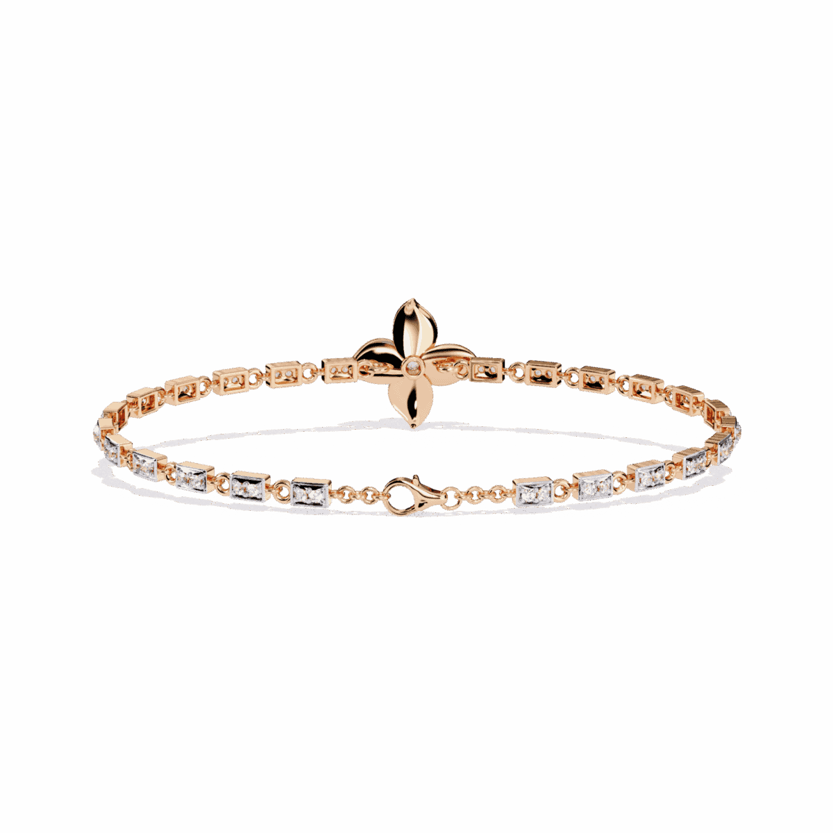 0.4 Carat Flower Round Diamond Tennis Bracelet  Image 15