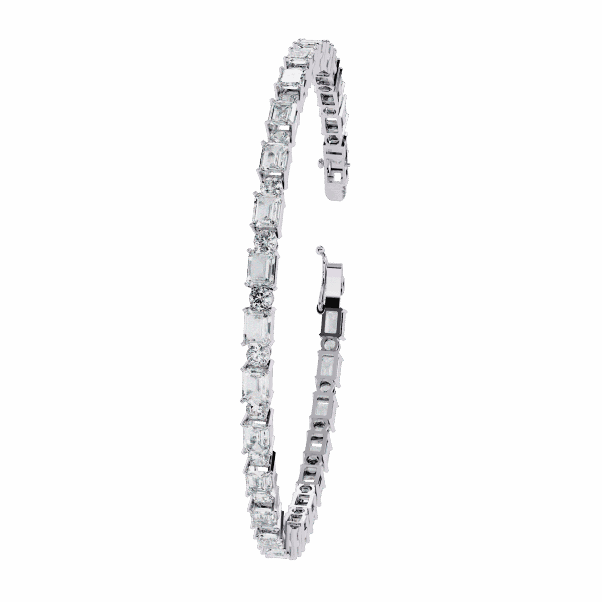 5 Carat Emerald & Round Diamond Tennis Bracelet  Image 1