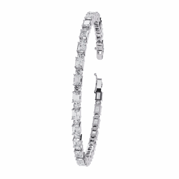 5 Carat Emerald & Round Diamond Tennis Bracelet