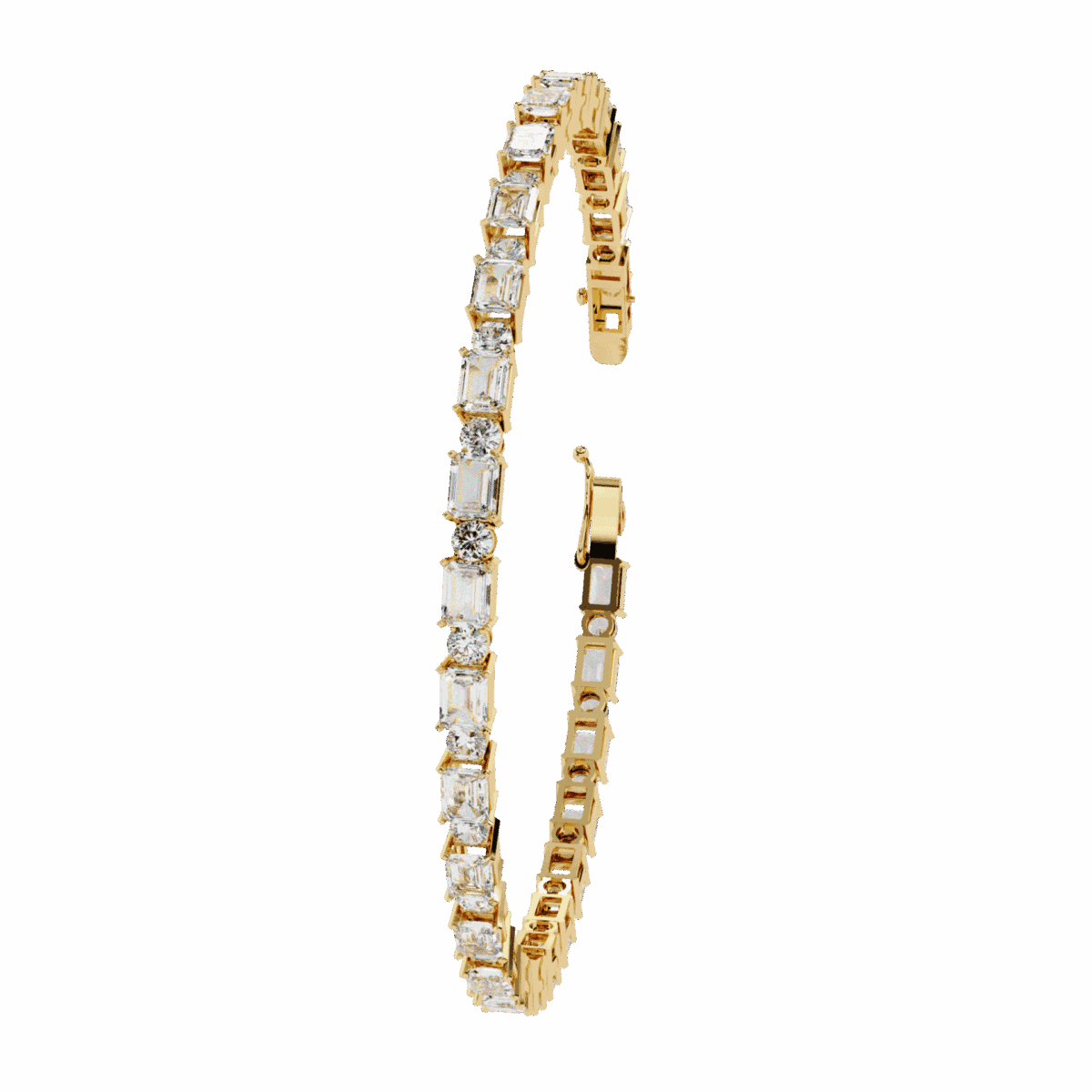 5 Carat Emerald & Round Diamond Tennis Bracelet  Image 5