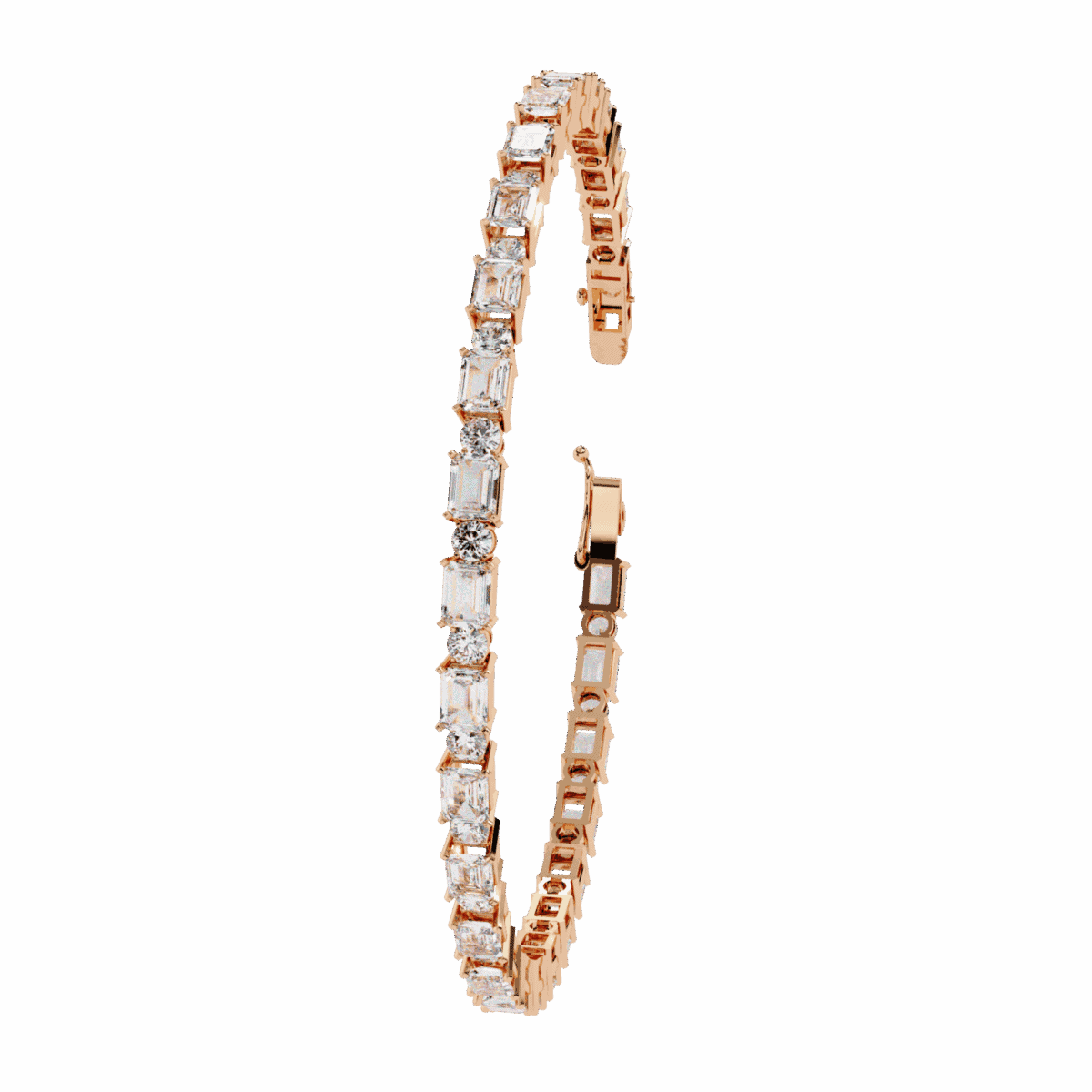 5 Carat Emerald & Round Diamond Tennis Bracelet  Image 9