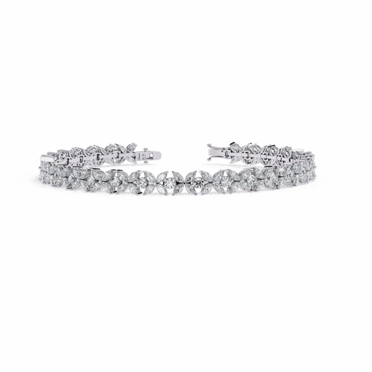 BR14065P11 6.25 Carat Marquise & Round Floral Diamond Tennis Bracelet Image 1