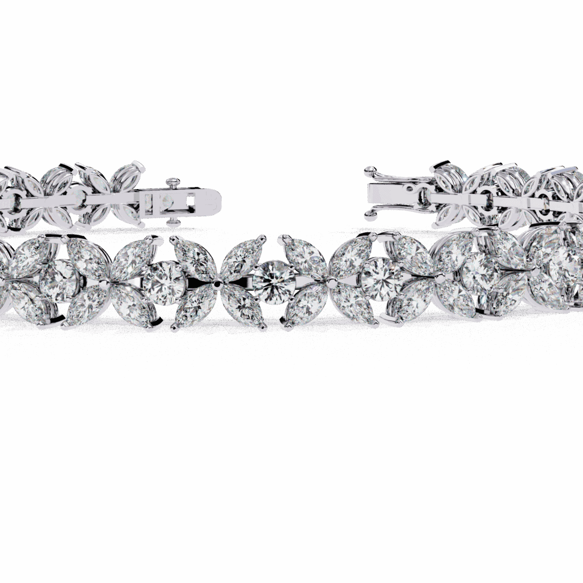 6.25 Carat Marquise & Round Floral Diamond Tennis Bracelet  Image 2