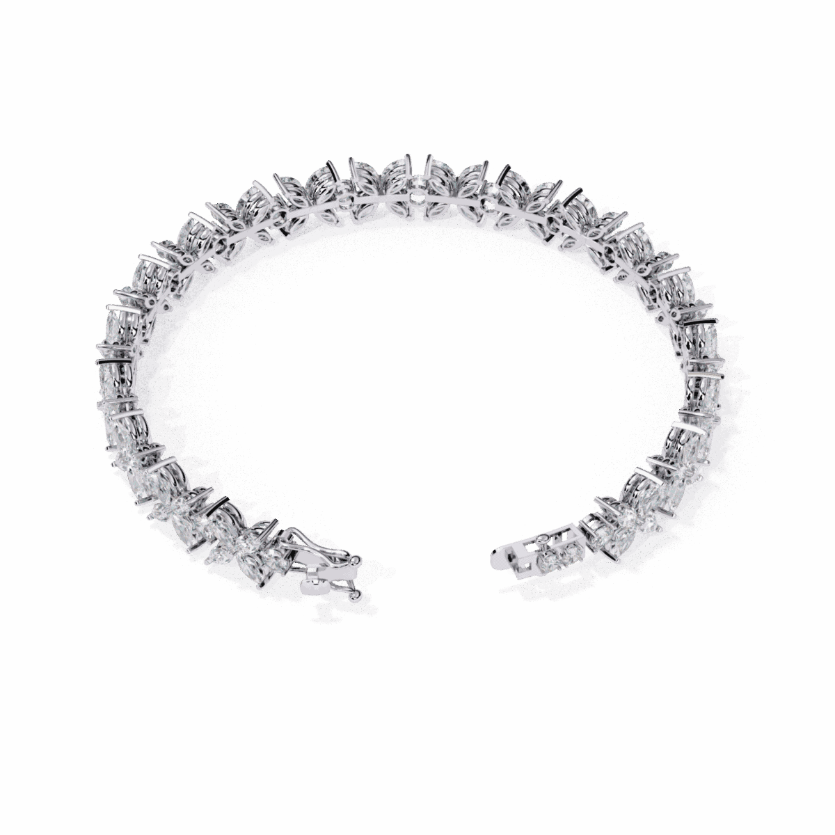 6.25 Carat Marquise & Round Floral Diamond Tennis Bracelet  Image 4