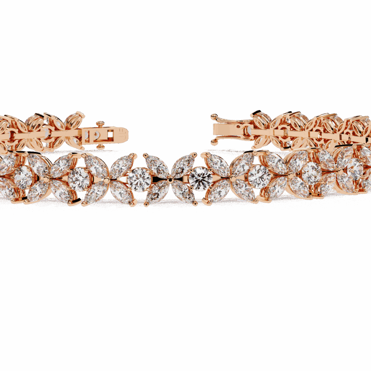 6.25 Carat Marquise & Round Floral Diamond Tennis Bracelet  Image 10