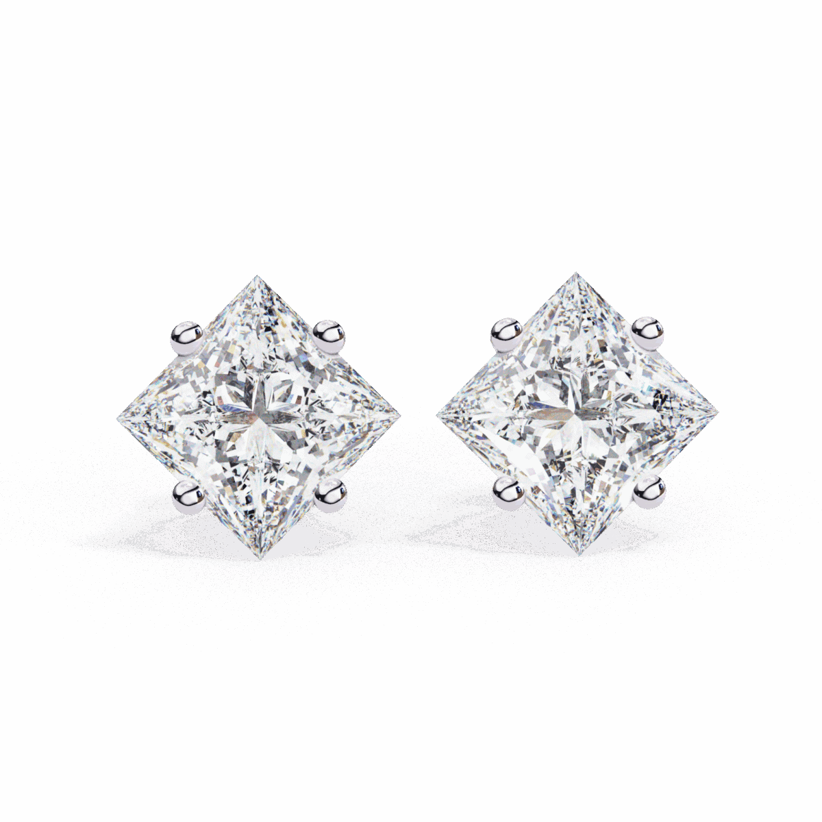 2.5 Carat Modern Princess Solitaire Diamond Earrings  Image 1