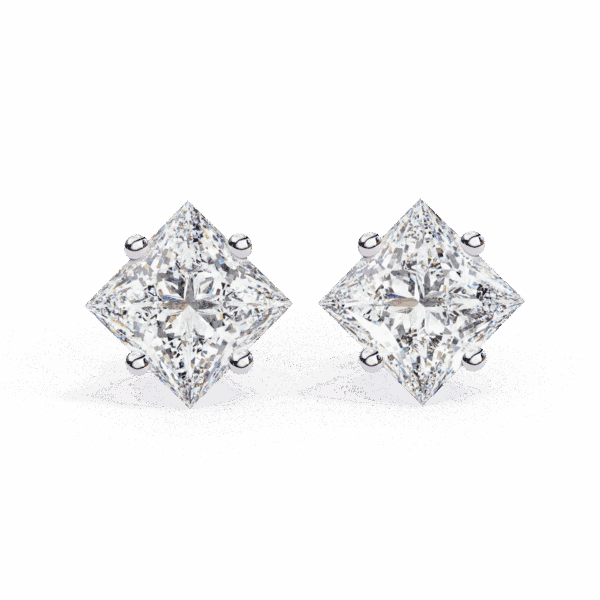 2.5 Carat Modern Princess Solitaire Diamond Earrings