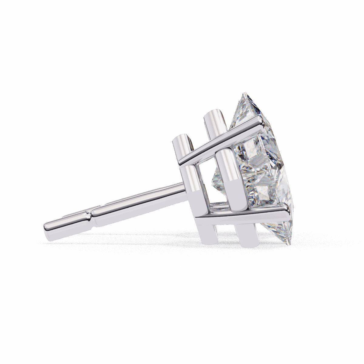 2.5 Carat Modern Princess Solitaire Diamond Earrings  Image 2