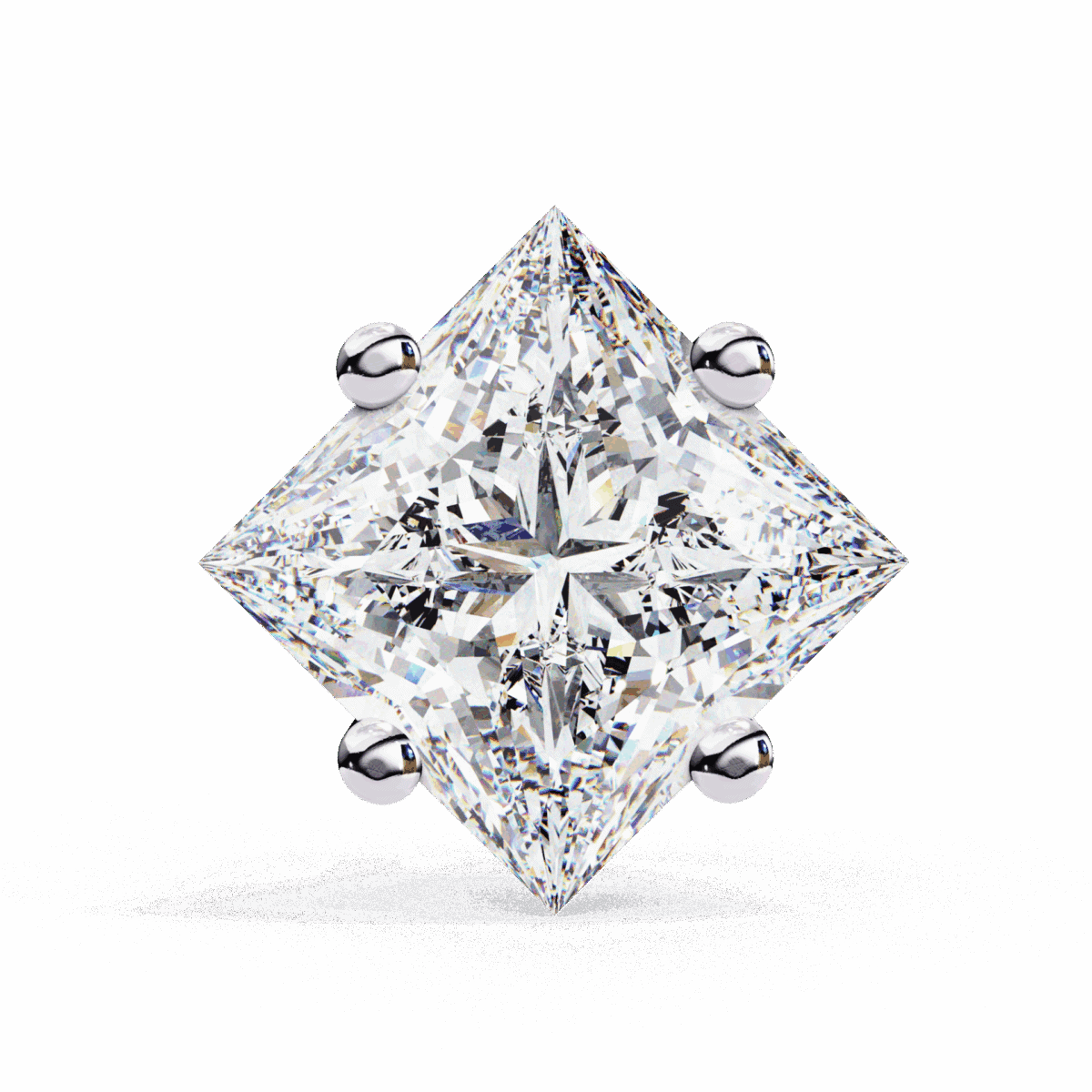 2.5 Carat Modern Princess Solitaire Diamond Earrings  Image 3