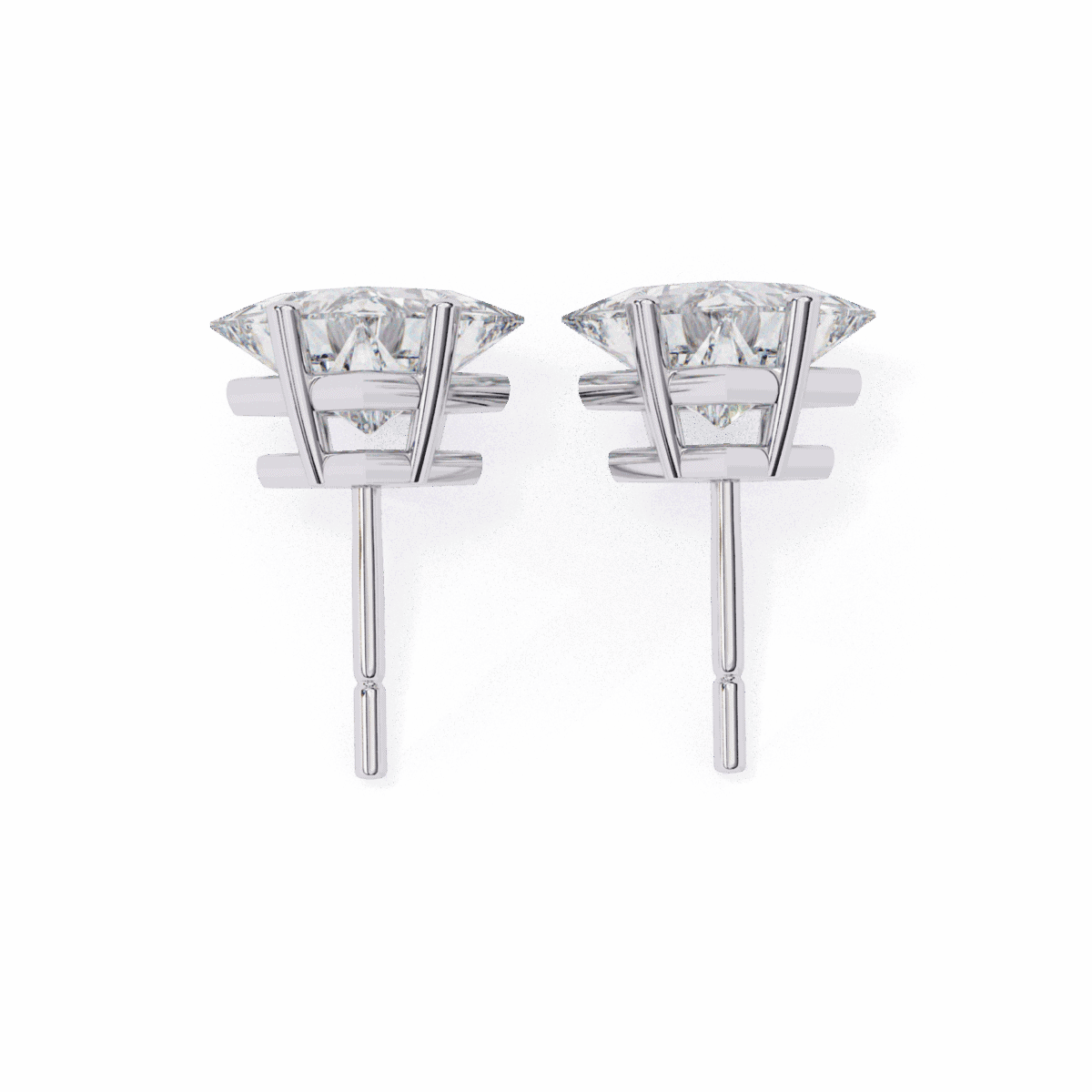 2.5 Carat Modern Princess Solitaire Diamond Earrings  Image 4