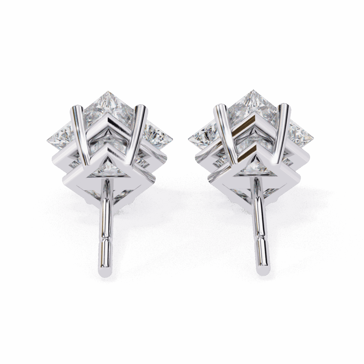 2.5 Carat Modern Princess Solitaire Diamond Earrings  Image 5