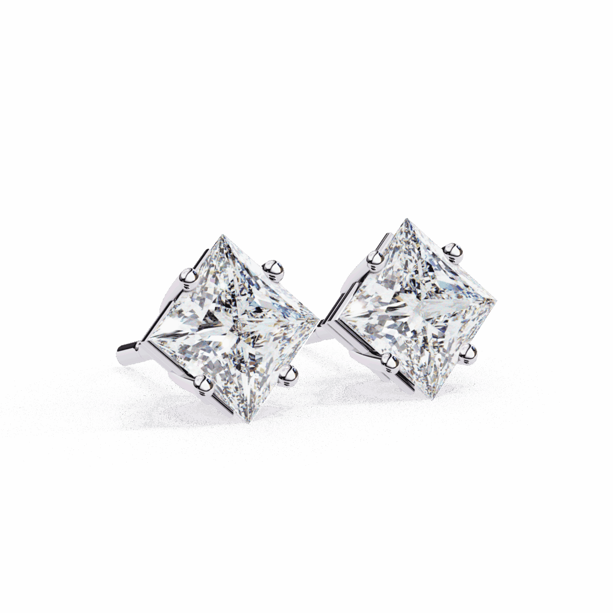 2.5 Carat Modern Princess Solitaire Diamond Earrings  Image 6