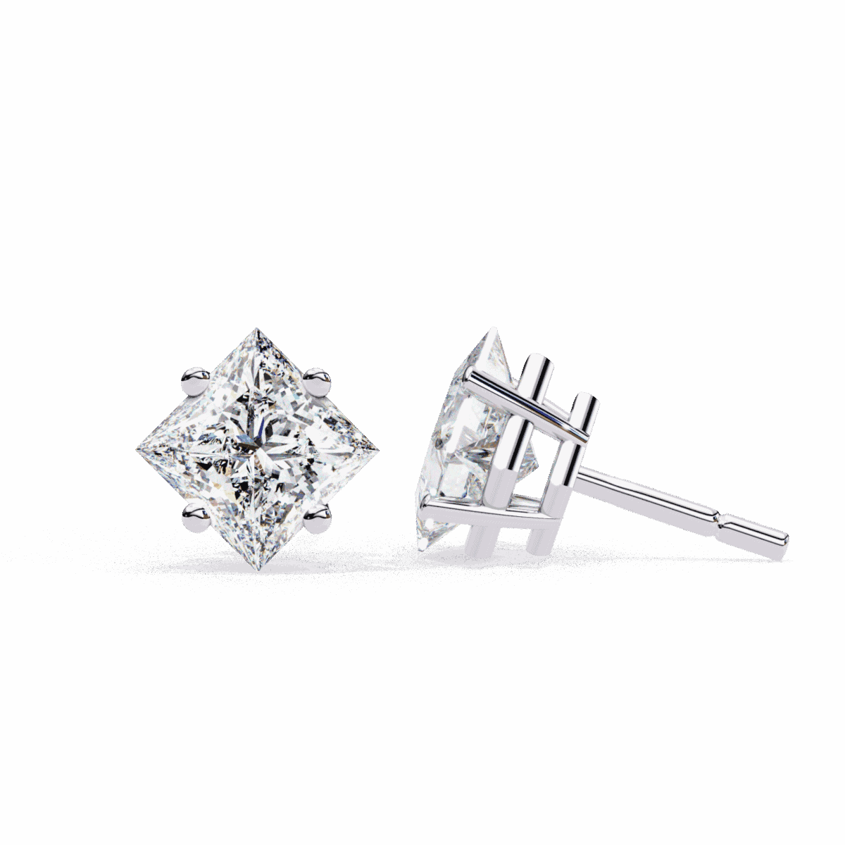 2.5 Carat Modern Princess Solitaire Diamond Earrings  Image 7