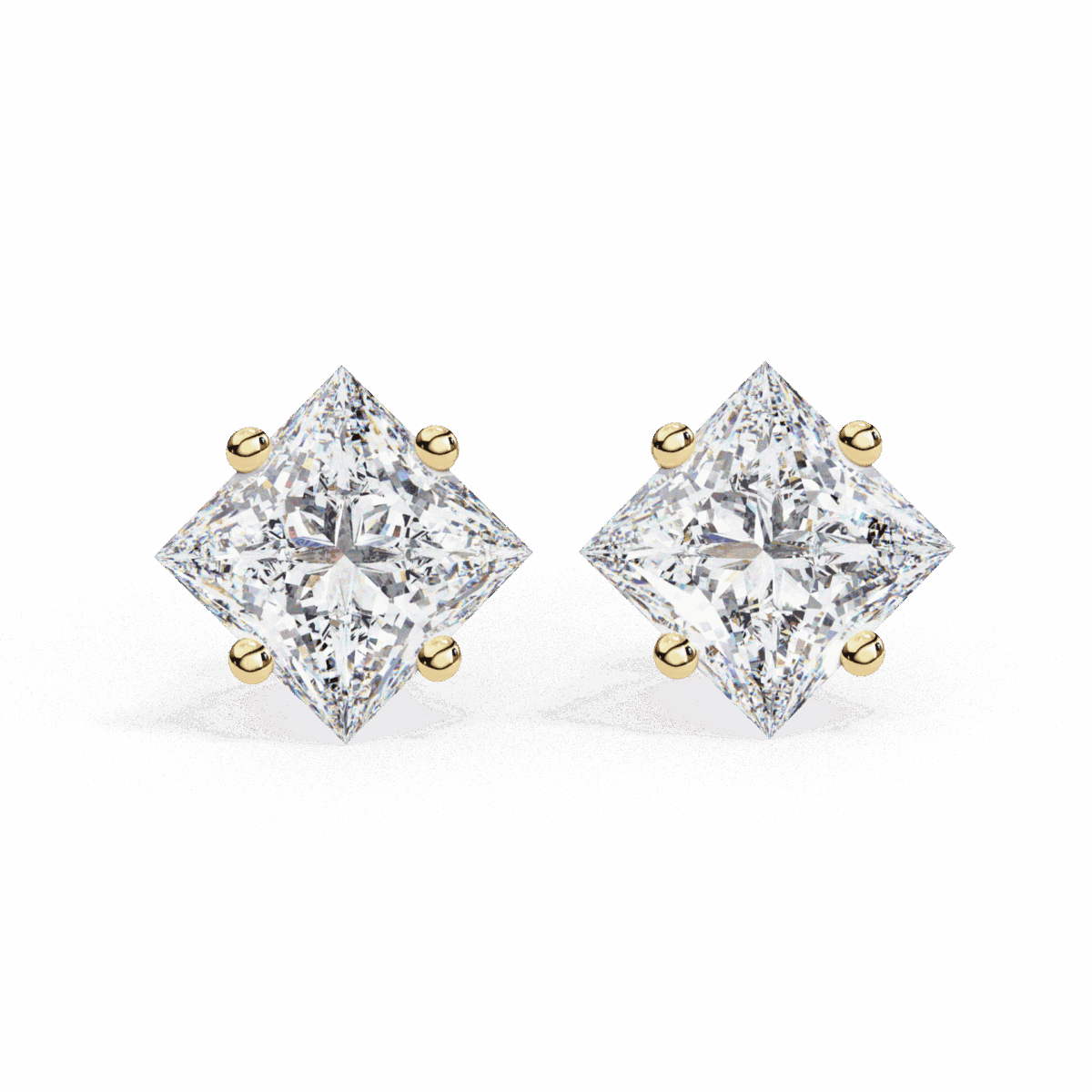 2.5 Carat Modern Princess Solitaire Diamond Earrings  Image 8