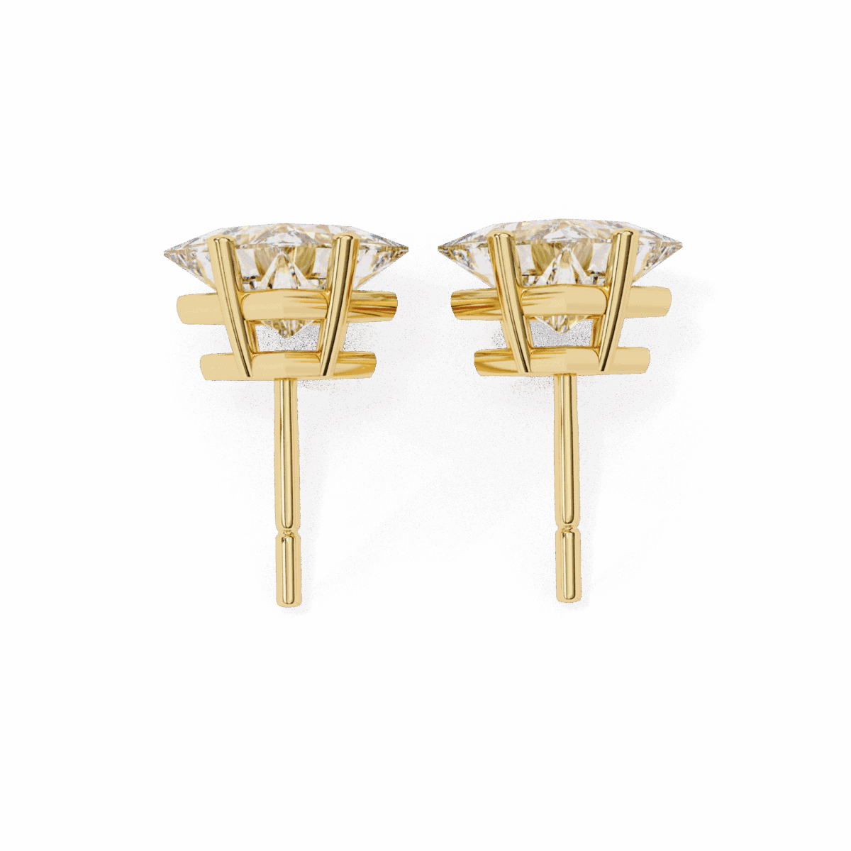 2.5 Carat Modern Princess Solitaire Diamond Earrings  Image 11