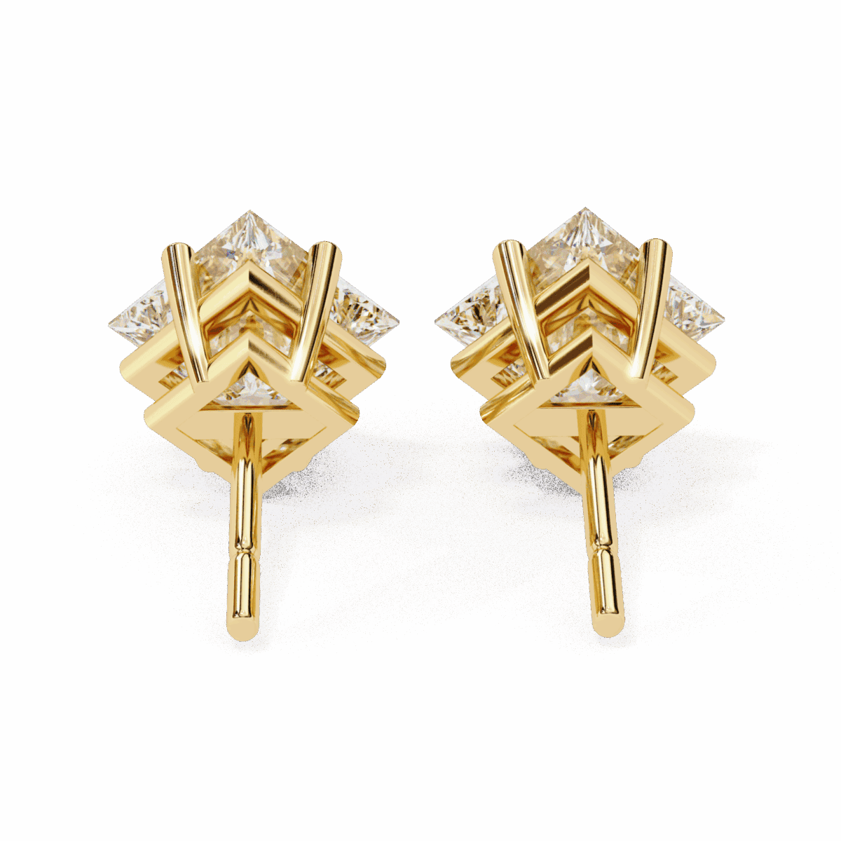 2.5 Carat Modern Princess Solitaire Diamond Earrings  Image 12