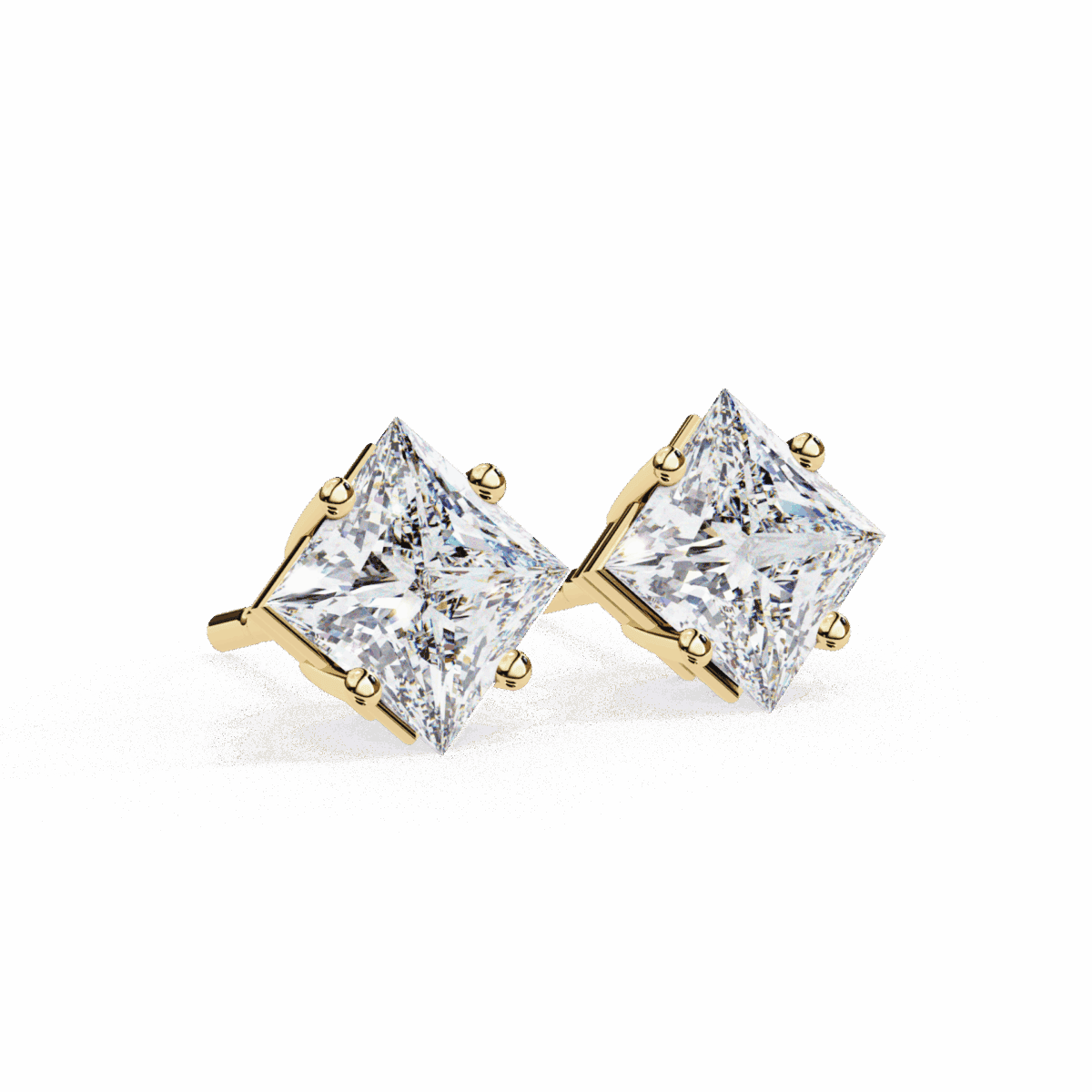 2.5 Carat Modern Princess Solitaire Diamond Earrings  Image 13
