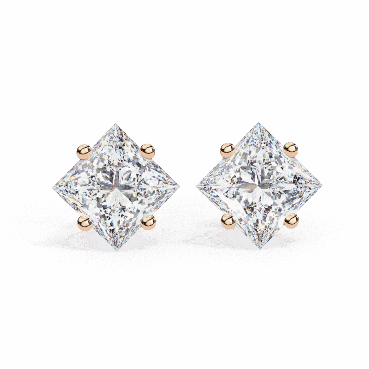 2.5 Carat Modern Princess Solitaire Diamond Earrings  Image 15
