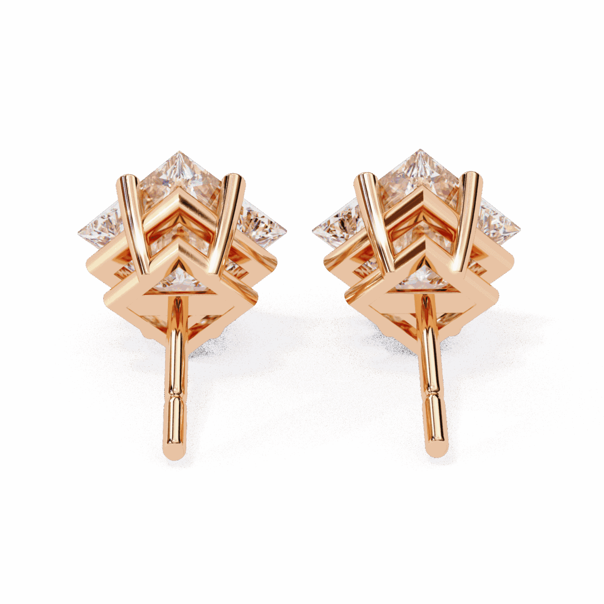 2.5 Carat Modern Princess Solitaire Diamond Earrings  Image 19