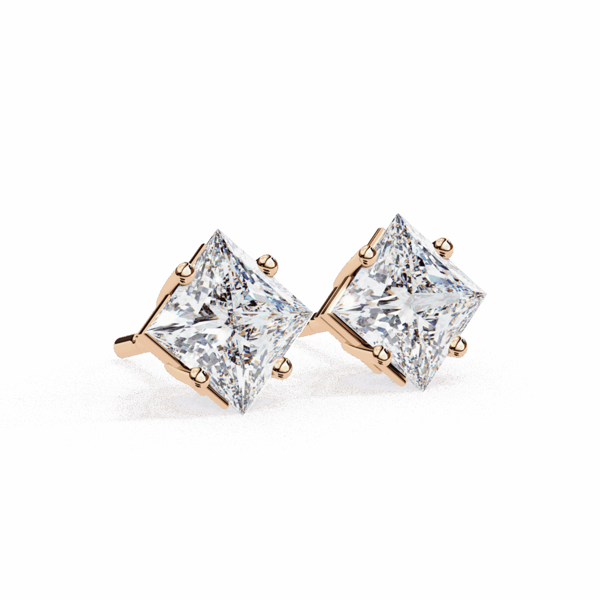 2.5 Carat Modern Princess Solitaire Diamond Earrings  Image 20