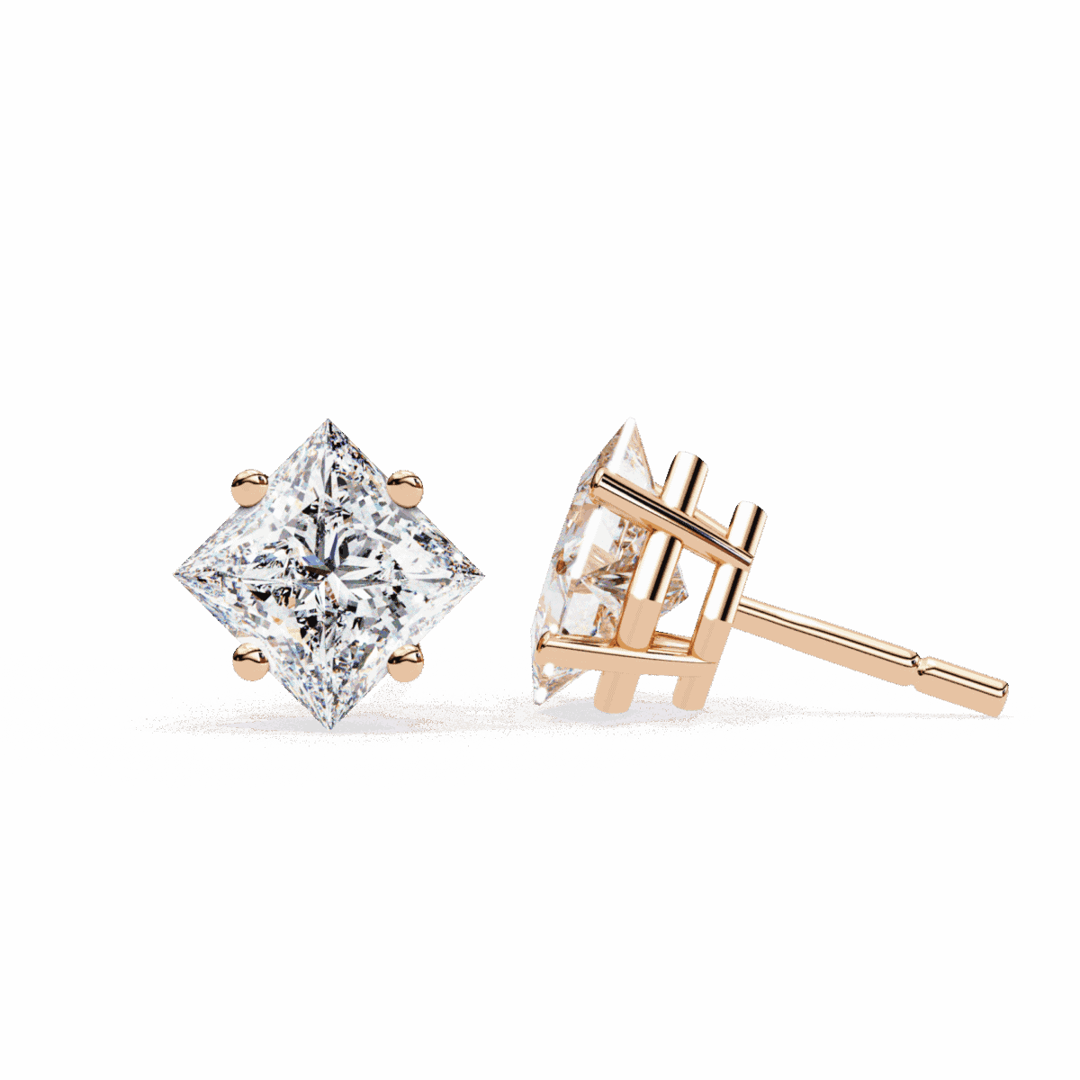 2.5 Carat Modern Princess Solitaire Diamond Earrings  Image 21