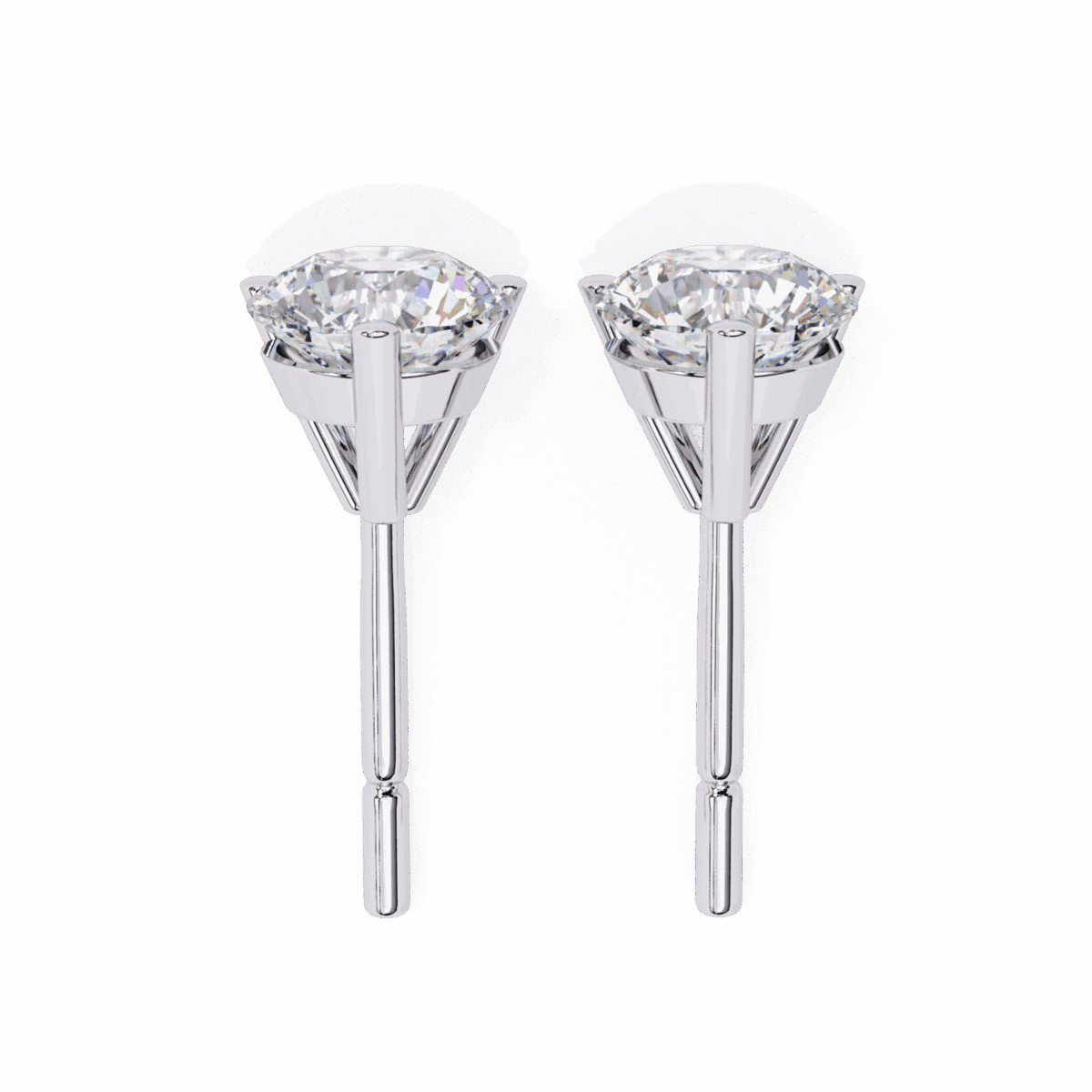 2.5 Carat Minimal Round Solitaire Diamond Earrings  Image 4