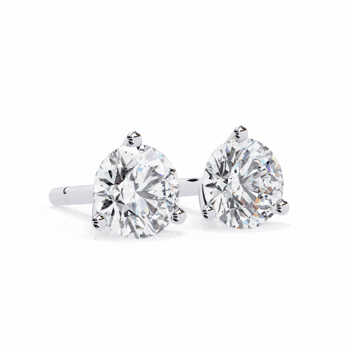 2.5 Carat Minimal Round Solitaire Diamond Earrings  Image 6