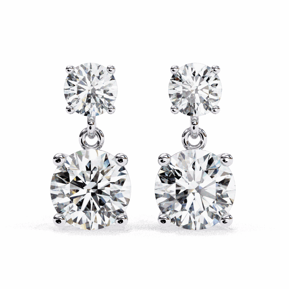 3.75 Carat Eternal Round Diamond Drop Earrings  Image 1