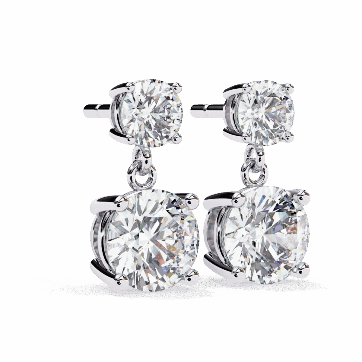 3.75 Carat Eternal Round Diamond Drop Earrings  Image 5