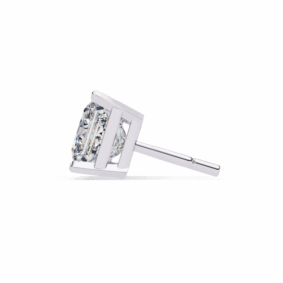 3 Carat Refined Princess Solitaire Diamond Earrings  Image 2