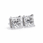 3 Carat Refined Princess Solitaire Diamond Earrings - Image 6