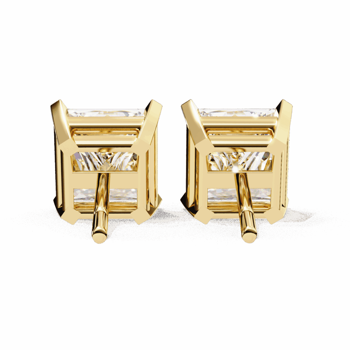 3 Carat Refined Princess Solitaire Diamond Earrings  Image 12