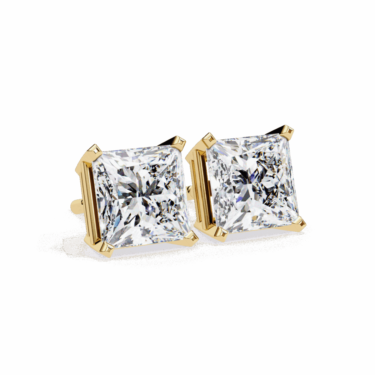 3 Carat Refined Princess Solitaire Diamond Earrings  Image 13