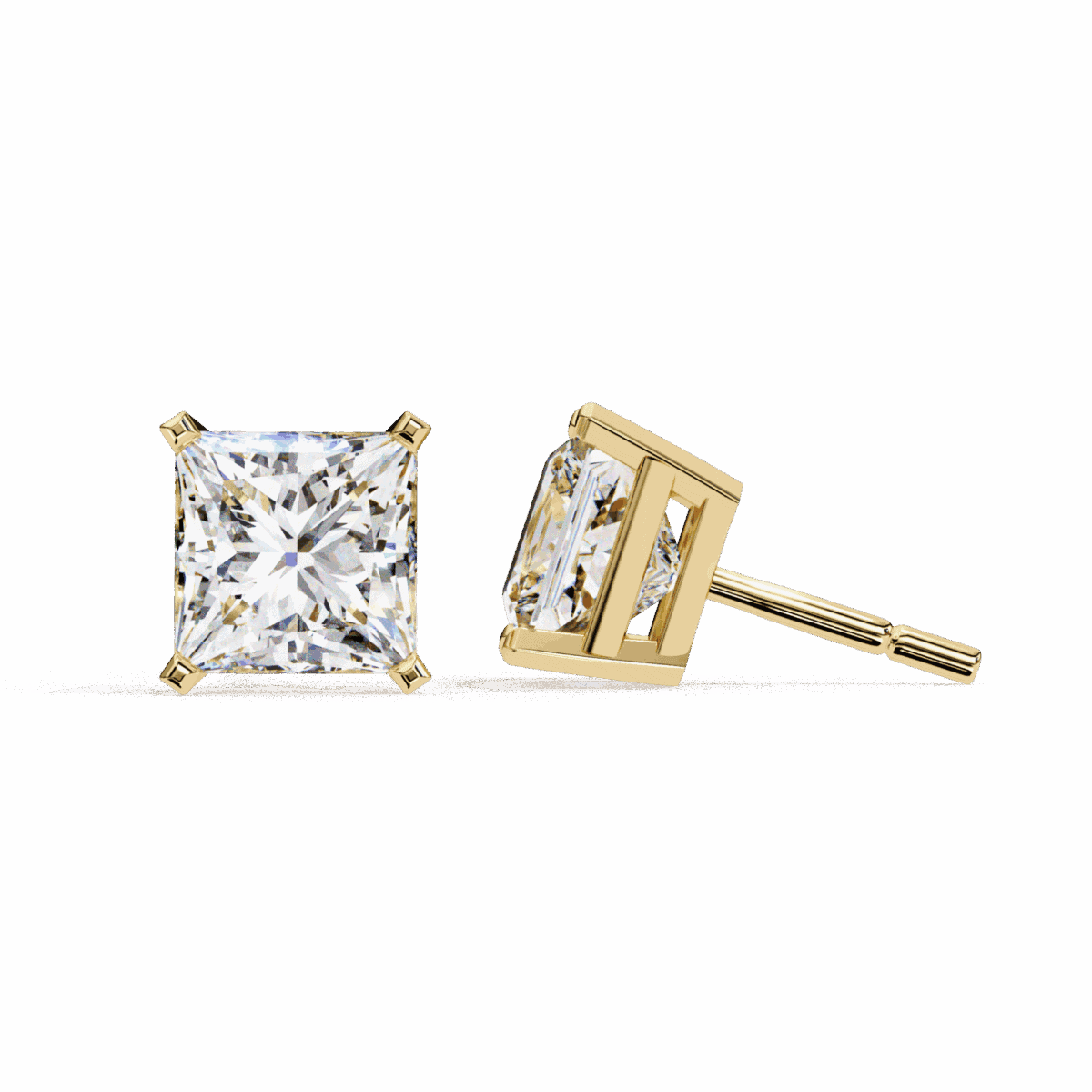 3 Carat Refined Princess Solitaire Diamond Earrings  Image 14