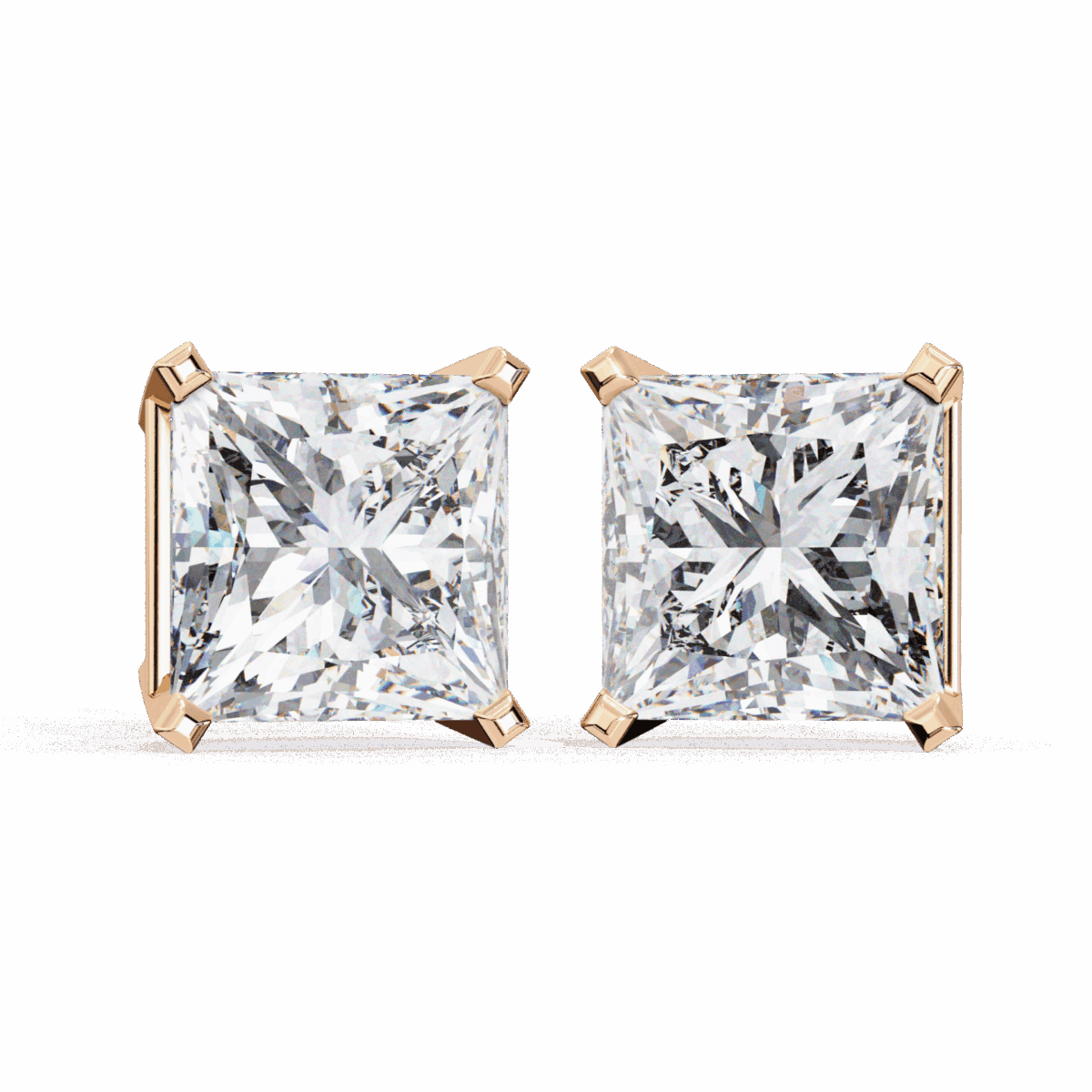 3 Carat Refined Princess Solitaire Diamond Earrings  Image 15