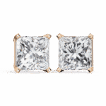 3 Carat Refined Princess Solitaire Diamond Earrings - Image 15