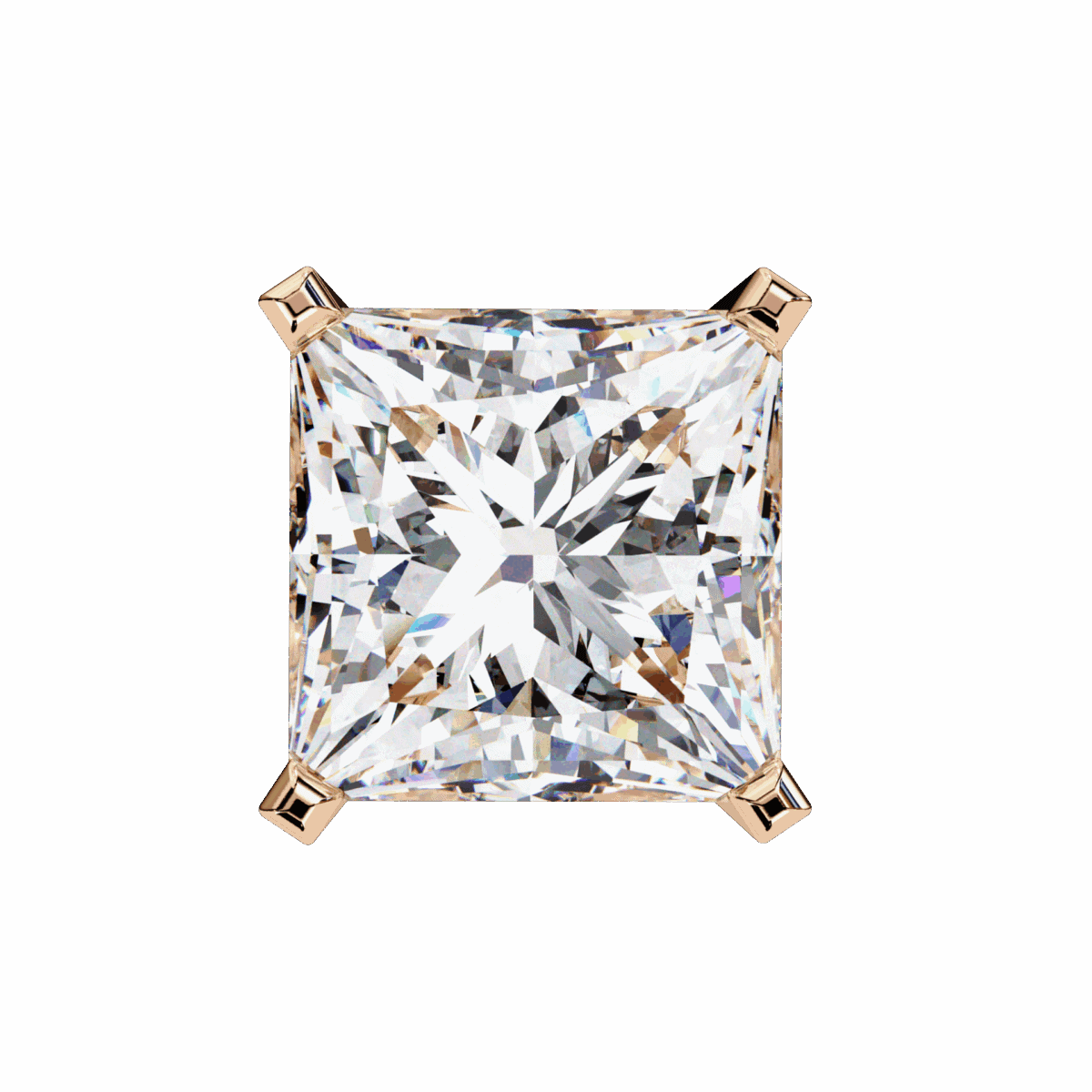 3 Carat Refined Princess Solitaire Diamond Earrings  Image 17