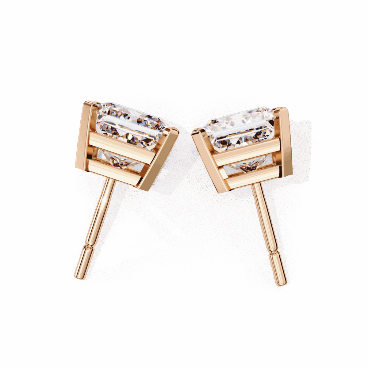 3 Carat Refined Princess Solitaire Diamond Earrings  Image 18