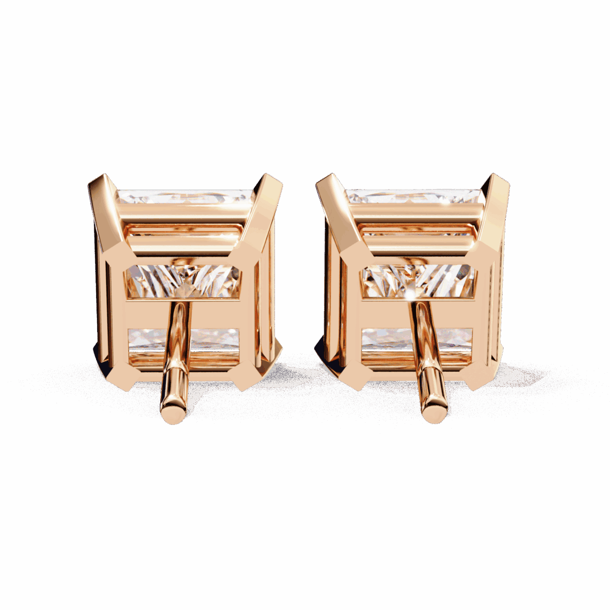 3 Carat Refined Princess Solitaire Diamond Earrings  Image 19