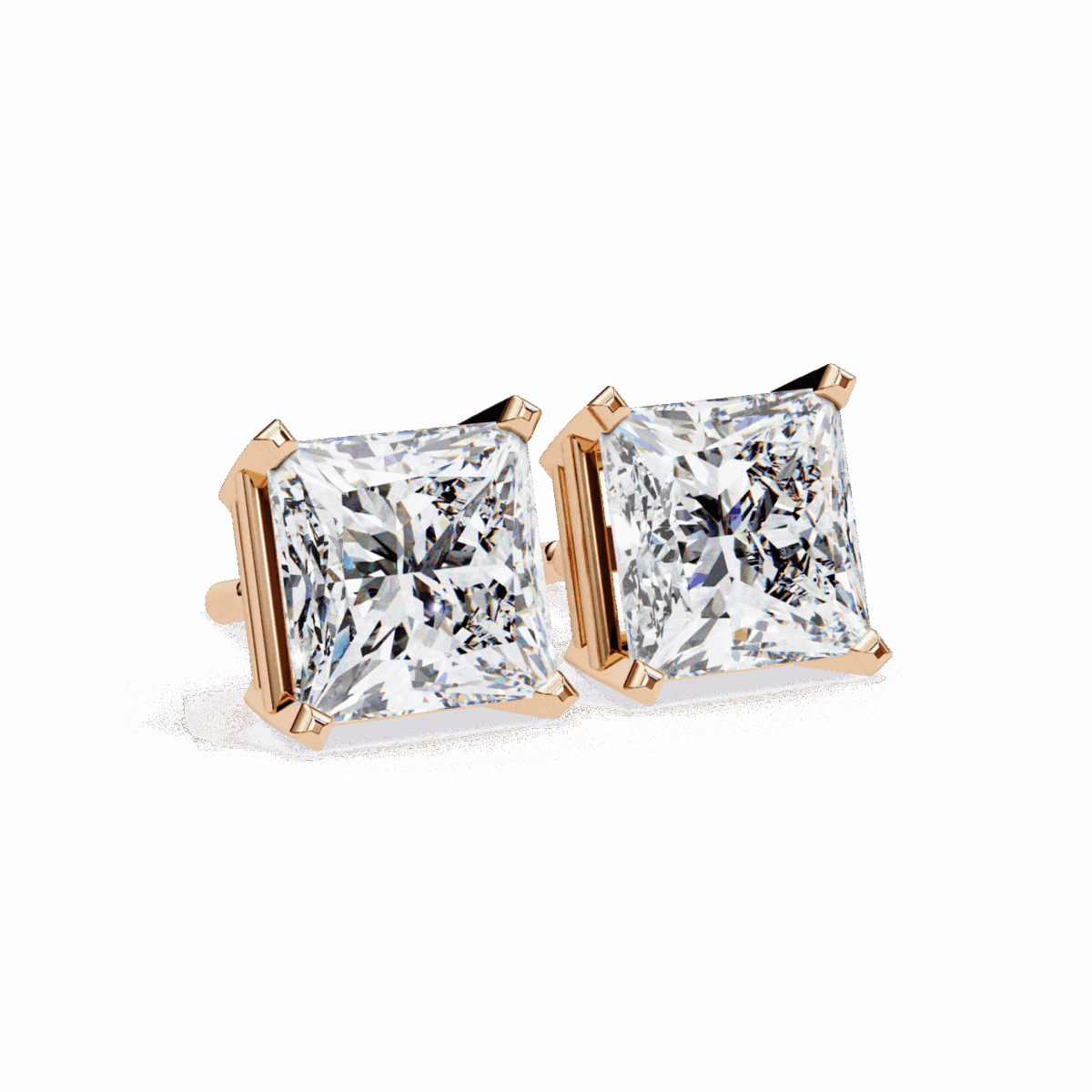 3 Carat Refined Princess Solitaire Diamond Earrings  Image 20