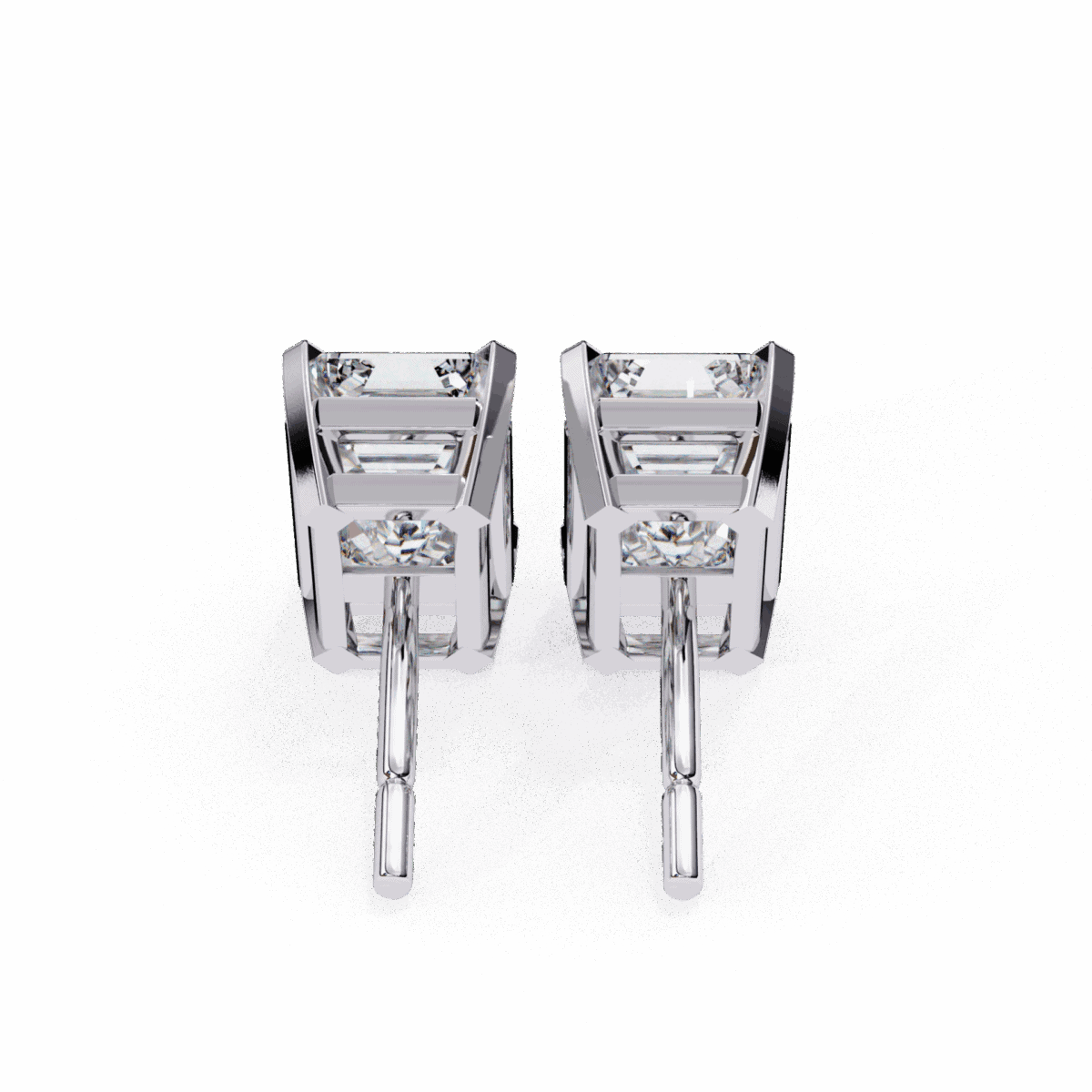 2.5 Carat Elegant Emerald Solitaire Diamond Earrings  Image 5