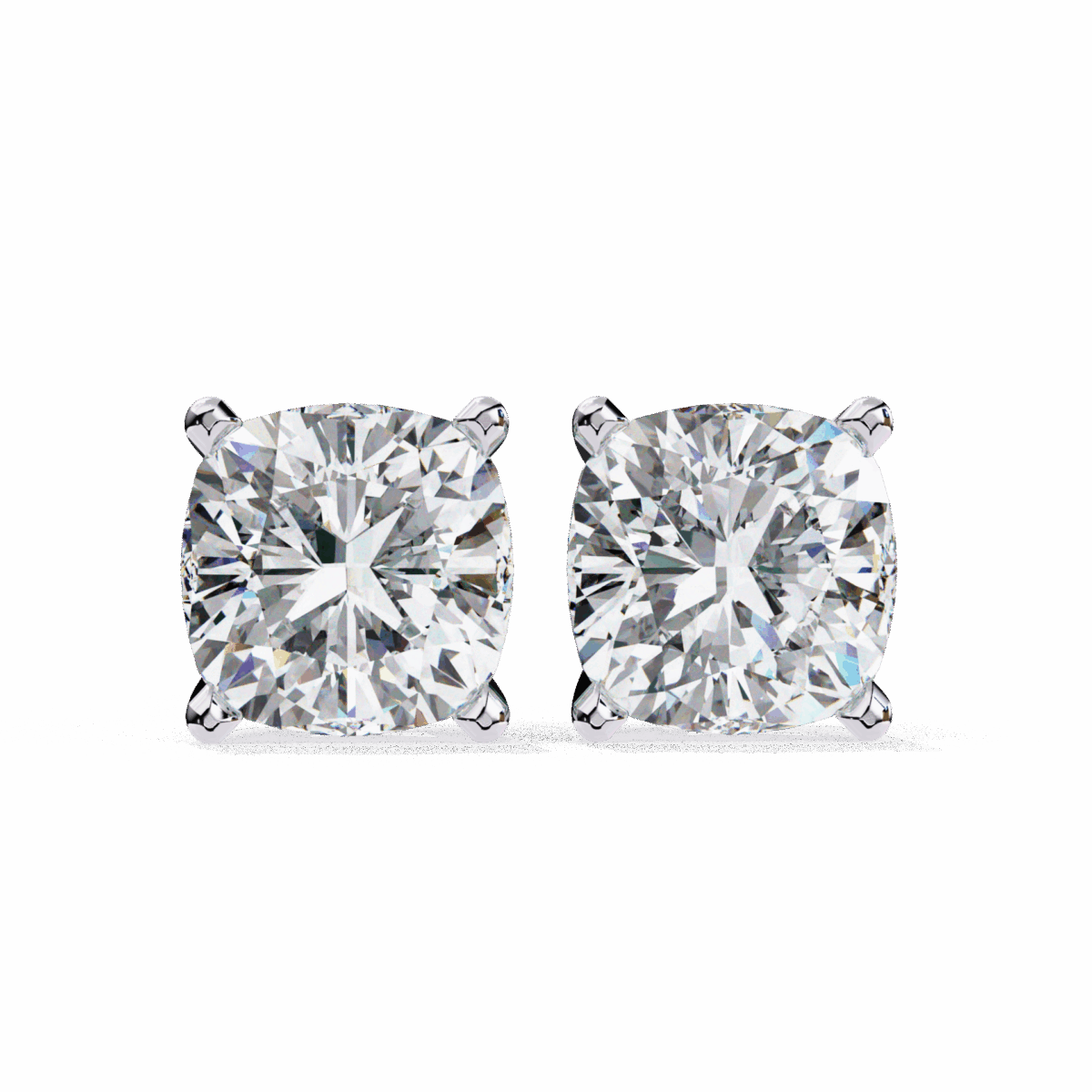 2.25 Carat Cushion Solitaire Diamond Earrings  Image 1
