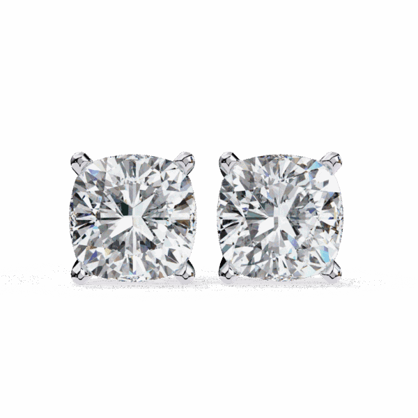 2.25 Carat Cushion Solitaire Diamond Earrings