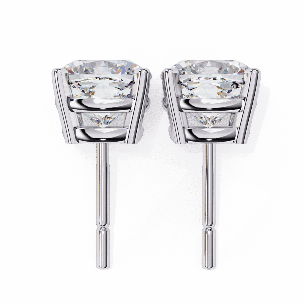 2.25 Carat Cushion Solitaire Diamond Earrings  Image 4