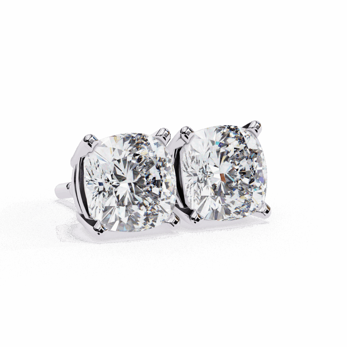 2.25 Carat Cushion Solitaire Diamond Earrings  Image 6